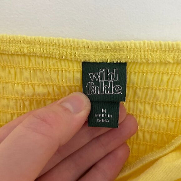 NEW NWT WILD FABLE Yellow Ruched Smocked Crop Top with Ties Bow Y2K Cotton Tank - Picture 5 of 12